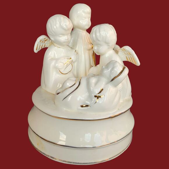 Vintage 1970s Schmid "Silent Night" Rotating Music Box Christmas Decor - Picture 1 of 4